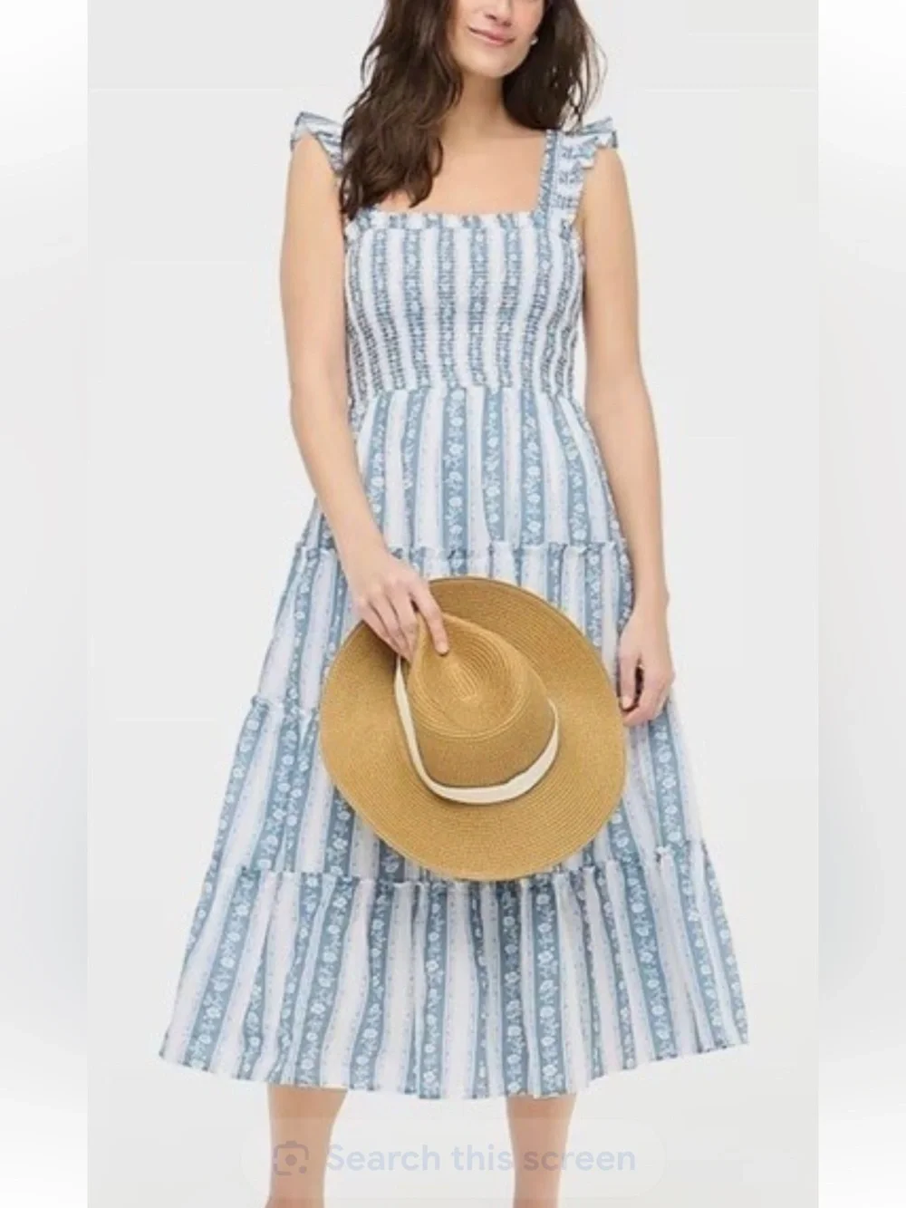 J. Crew white seaside printed smocked midi Dress size XS